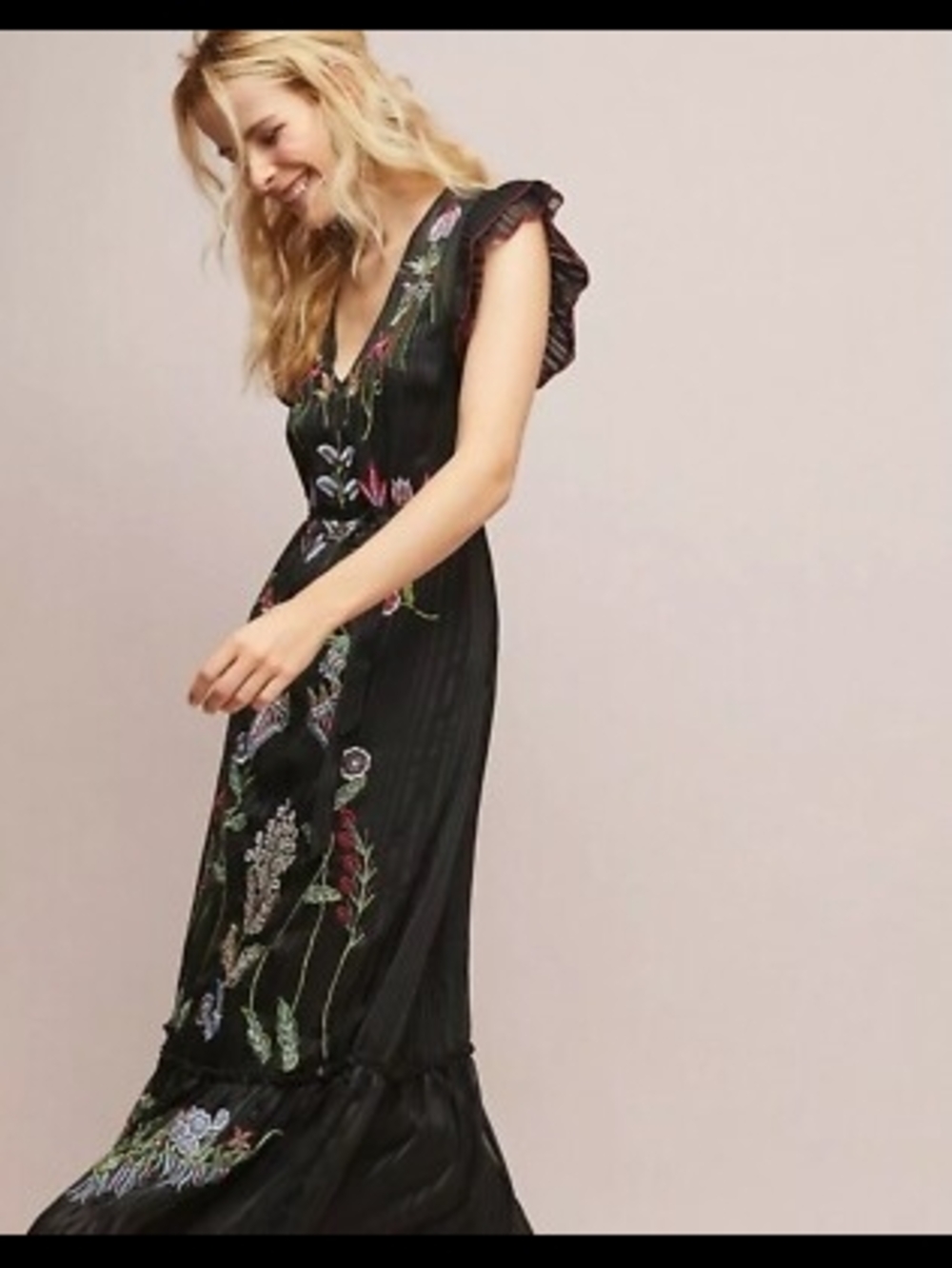 Anthropologie "Not So Serious" Corsica Beaded Embroidered Floral Maxi Dress - Picture 2 of 15